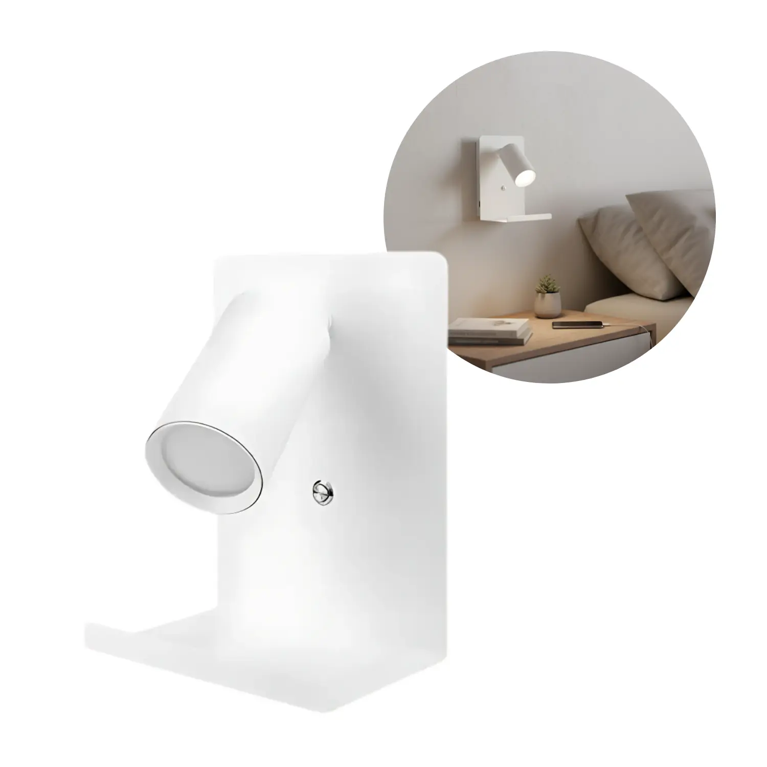 Sengelampe med USB - Hvid - GU10 - KALISO